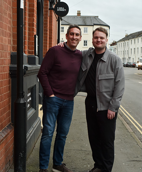 James Rose and Jack Porter-Smith posing together outside